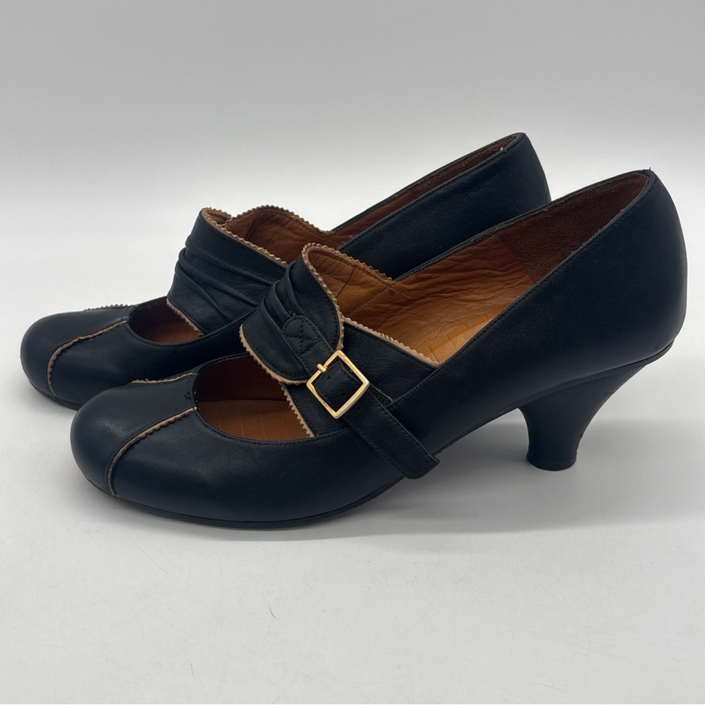 Chie Mihara Retro Black Buckle Leather Pumps Heels Women’s EU 39 US 9 - Picture 10 of 16